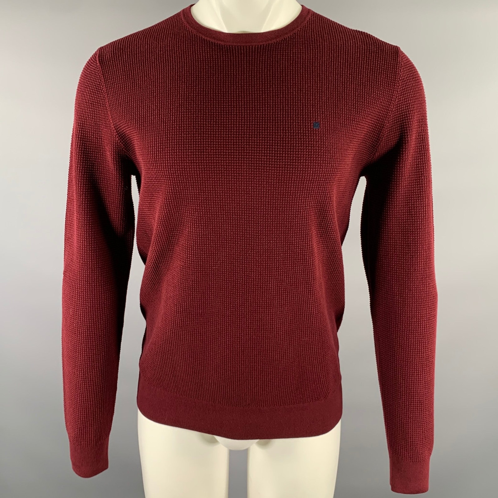 Purifcacion Garcia Size S Burgundy Waffle Knit Cotton Ribbed Long Sleeve Shirt